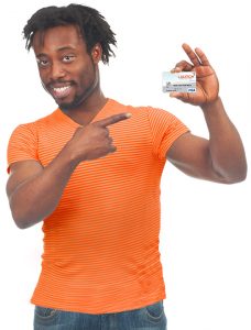 man holding Launch CU credit card