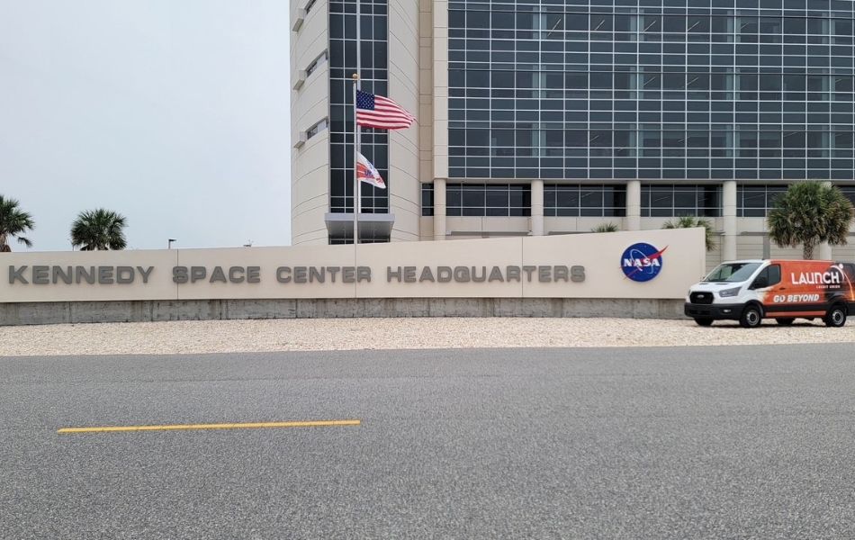 Launch CU Van in front of KSC