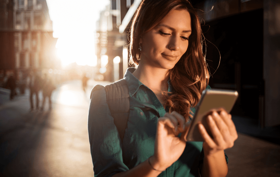 Woman checking phone