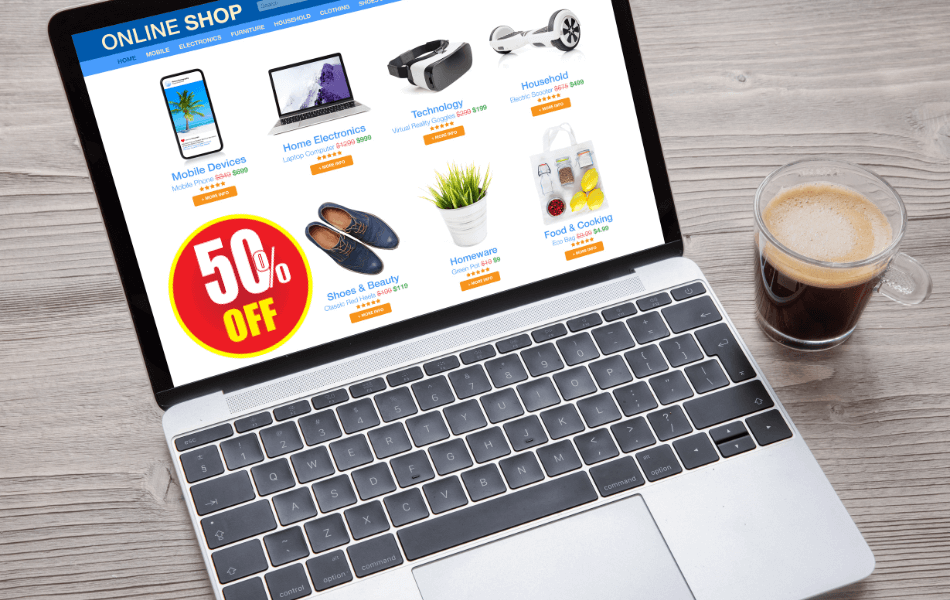 Laptop that shows online shopping deals