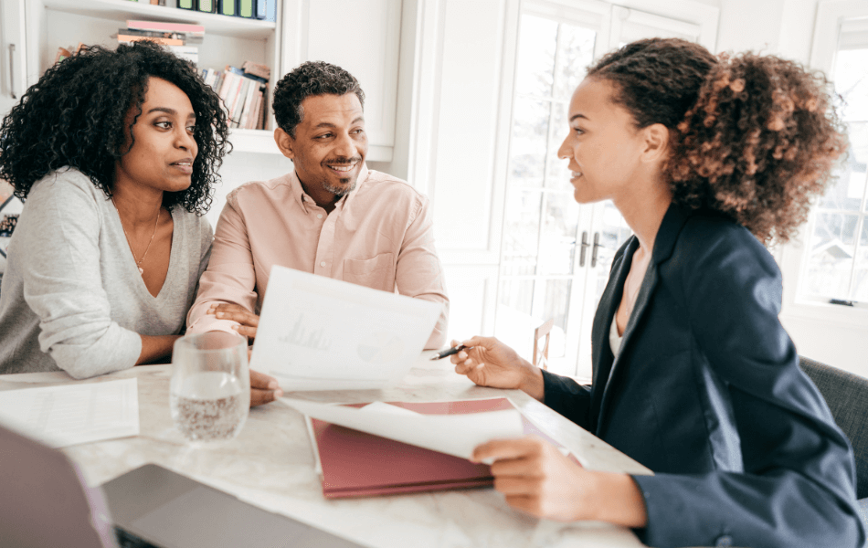 Couple looking over a loan application