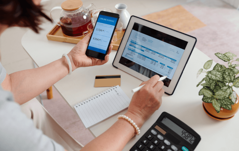 Person looking at online banking