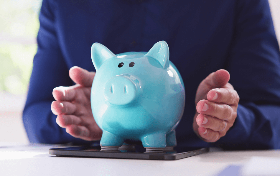 Blue piggy bank