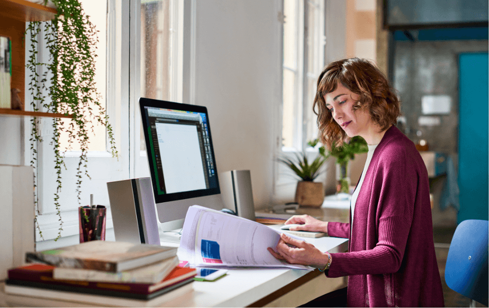Woman working at a desk