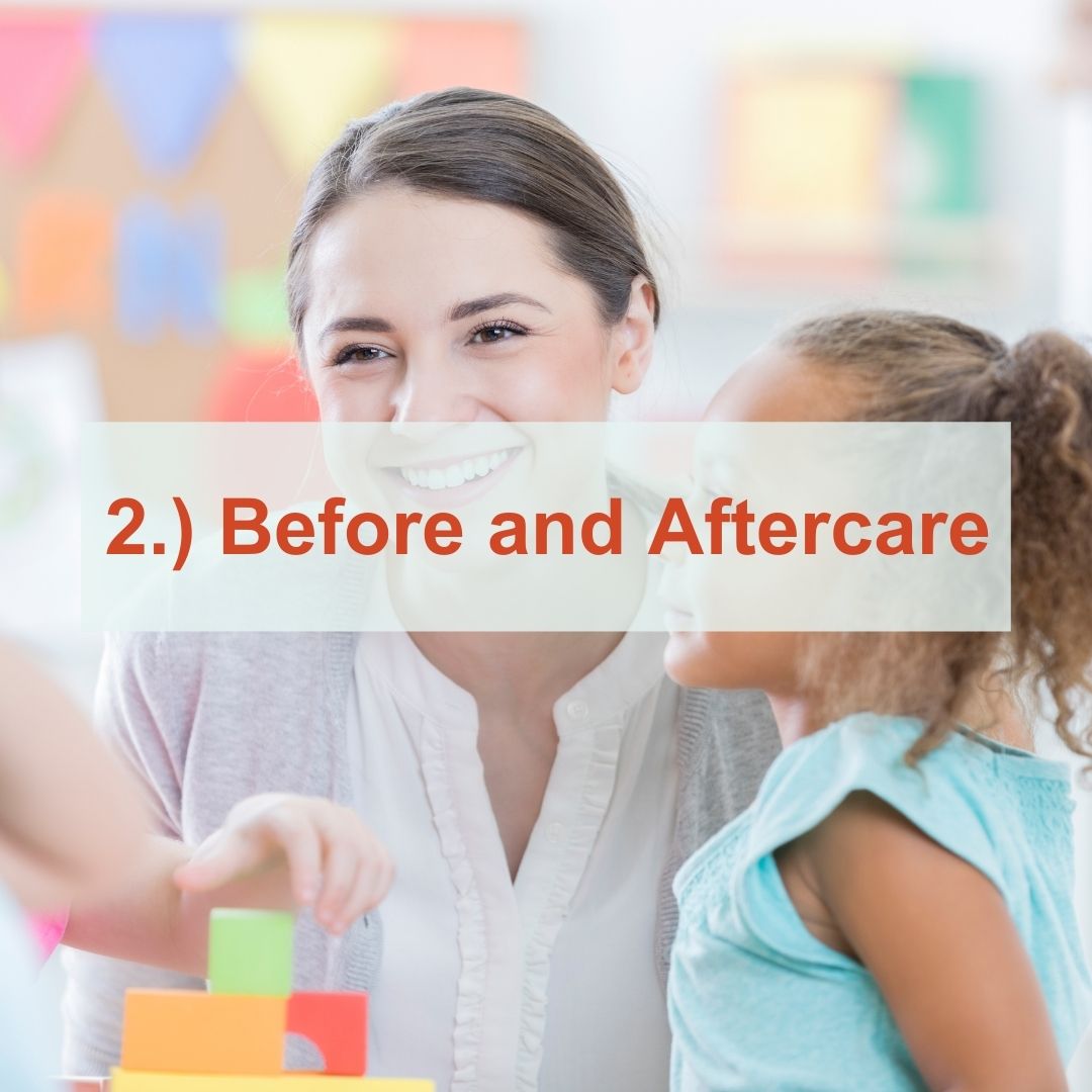 a teacher building blocks with kid | Before and aftercare
