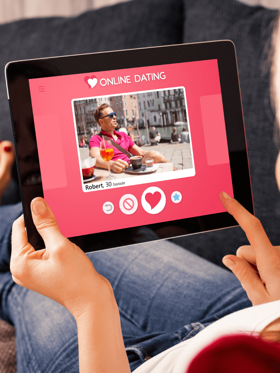 Dating website pulled up on a tablet