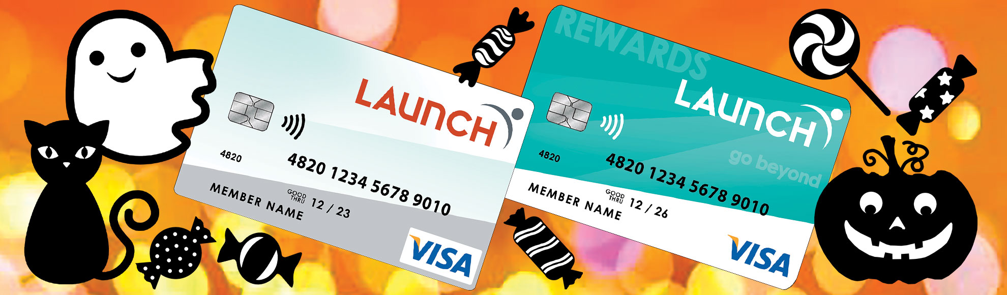Halloween theme with 2 Launch CU Credit Cards