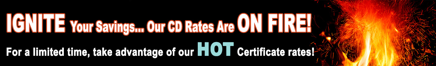 Our CD rates are on fire text with a flame